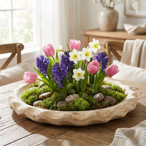 Decoratieve houten schaal houten schaal Paulownia naturel Ø36cm | Floristik24.nl