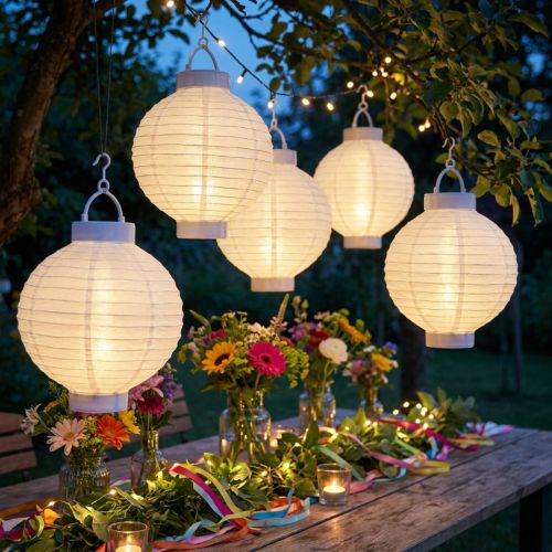 Lantaarn LED met solar 20cm wit | Floristik24.nl