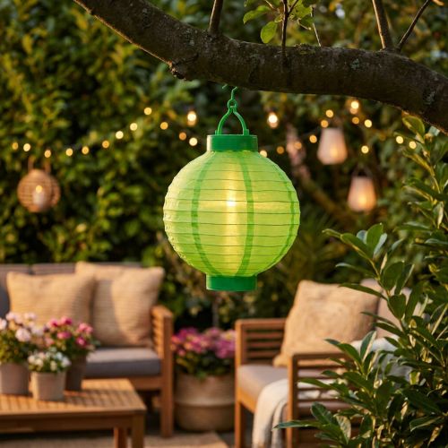 Lampion LED met solar 20cm groen | Floristik24.nl