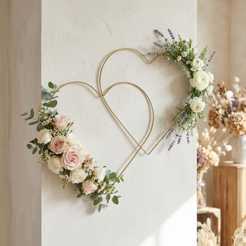 Metalen ring hartvorm, hangende decoratie metalen decoratielus goud 32,5cm 4 stuks | Floristik24.nl