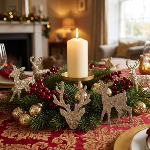 Strooidecoratie Kerst hertendecoratie goud glitter 6×8cm 24 st | Floristik24.nl
