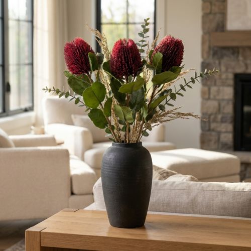 Kunstbloemen, Banksia, Proteaceae wijnrood L58cm H6cm 3st | Floristik24.nl