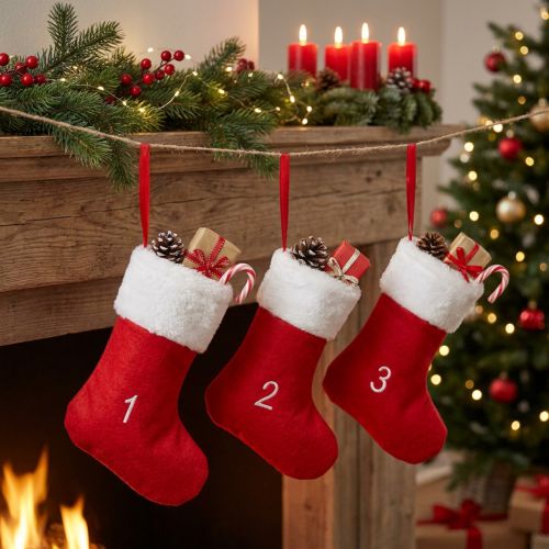 Adventskalender voor het vullen van laarzen vilt rood wit 155cm | Floristik24.nl