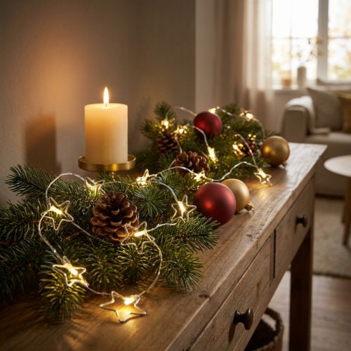 LED lichtketting stars micro LED timer binnen zilver 1.90m | Floristik24.nl