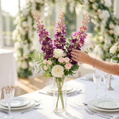 Decoratieve delphinium als kunstbloem voor stijlvolle bloemaccenten, 79 cm, 3 stuks | Floristik24.nl