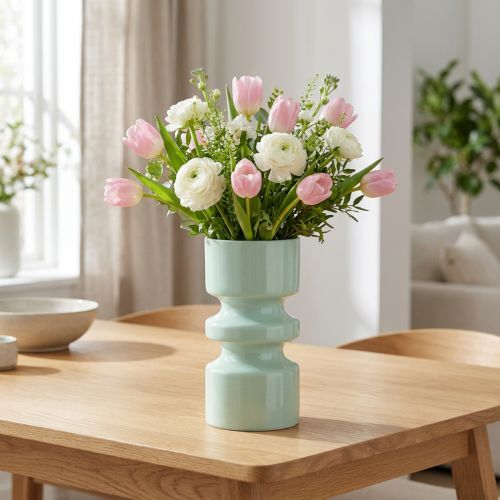 Artikel Bloemenvaas Metaal in Mintgroen Emaille Ø9cm H17.5cm