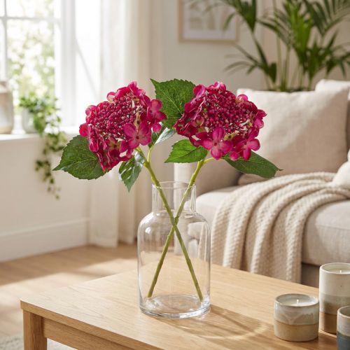 Kunsthortensia's Roze Tak Bloemblaadjes 43cm 2st | Floristik24.nl