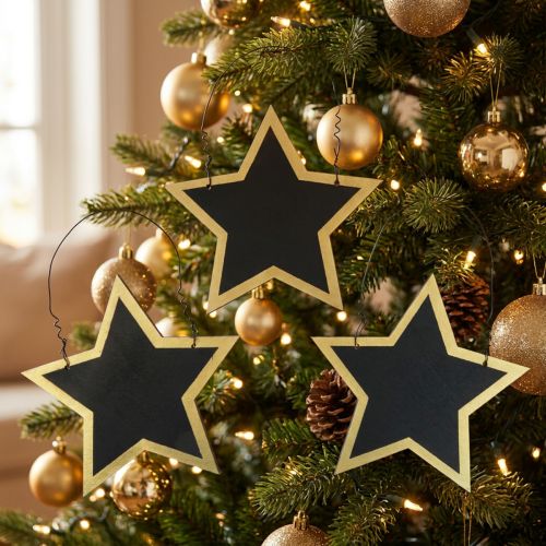 Houten sterren zwart goud decoratieve hangers Kerst Ø15cm 8 st | Floristik24.nl