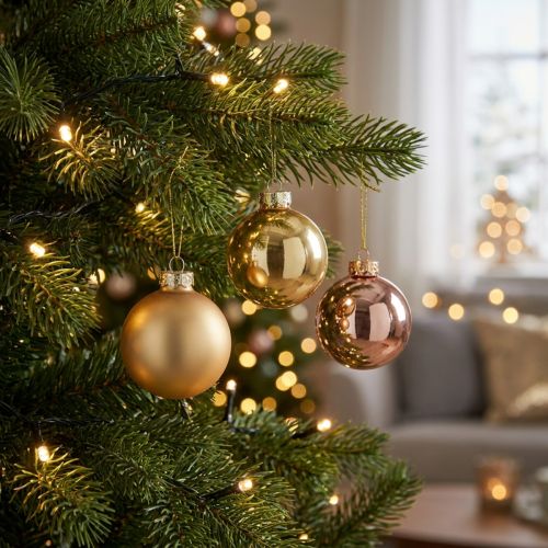 Artikel Kerstbal trio goud &amp; rosé – elegante set van 3 met glans en stijl 5cm 24st