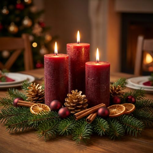 Kaarsen effen donkerrood 34mm x 300mm 4st | Floristik24.nl