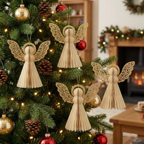 Artikel Papieren engel Kerstengel decoratie papier crème H12cm 4 st