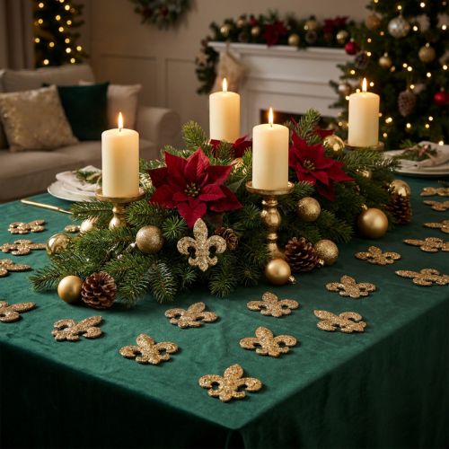 Strooidecoratie houten tafeldecoratie Kerstlelie goud 4cm 72 st | Floristik24.nl