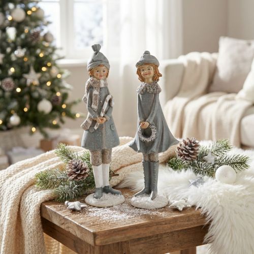 Deco figuren winter kinderfiguren meisjes H19cm 2st | Floristik24.nl