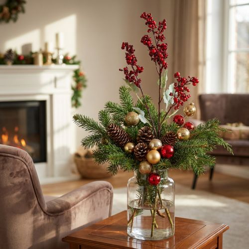 Kunstmatige bessentak rode kunsttak kerstdecoratie 74cm | Floristik24.nl