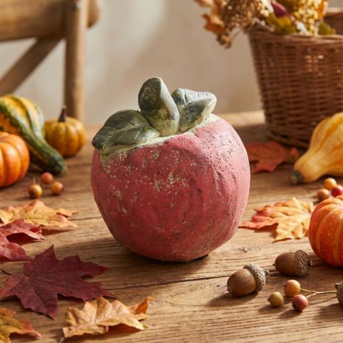 Appel om te decoreren, herfst, decoratief fruit van beton, tafeldecoratie Ø13cm | Floristik24.nl