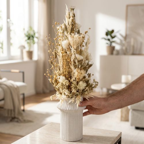 Gedroogde bloemen, witgoud, decoratieve bloemkapjes, Phalaris, 30 cm, 200 g | Floristik24.nl