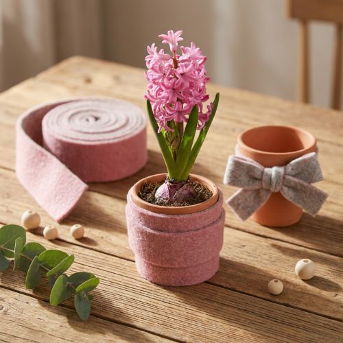 Potlint decoratief lint wolvilt wol oudroze grijs 7,5cm 5m | Floristik24.nl