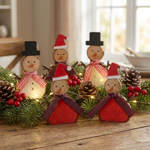 Deco figuur sneeuwpop hout 10cm 9 st | Floristik24.nl