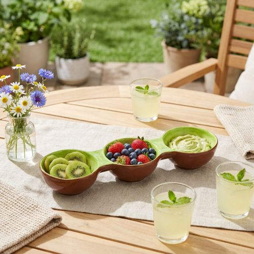 Keramische kom met kiwi-motief, zomerdecoratie voor het stijlvol serveren van tapas en snacks, 30 cm | Floristik24.nl