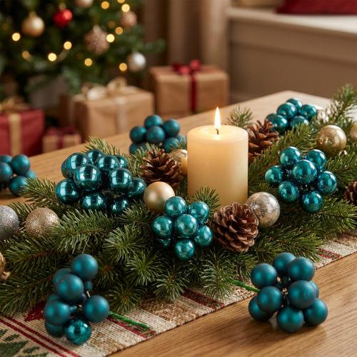 Mini kerstballen in een mix van glanzende en matte afwerking met spiegelende bessen, 25 mm, 140 stuks | Floristik24.nl