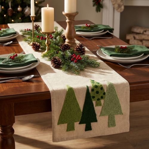 Tafelloper kerstsparren groen 140x41,5cm | Floristik24.nl