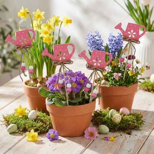 Artikel Bloemplug gestippelde gieter decoratief hout 4,5×7cm 10 st