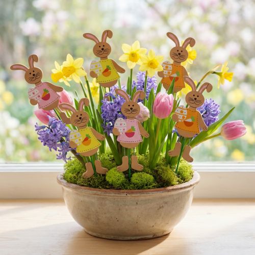 Paasplug konijnen met ei 12cm L29cm 15 st | Floristik24.nl