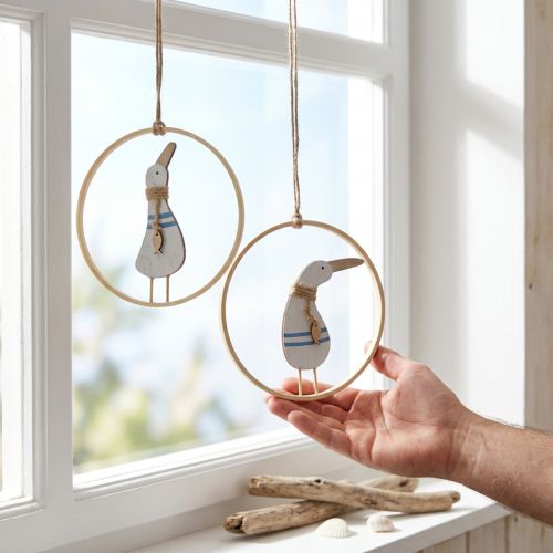 Hangdecoratie raamdecoratiehanger maritieme decoratie eend Ø15cm 4 stuks | Floristik24.nl