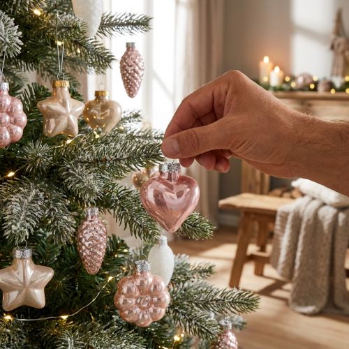 Kerstboomdecoratie glas Kerstboomdecoratie pastel 12 stuks | Floristik24.nl
