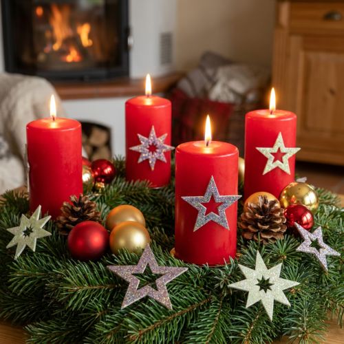 Decoratieve sterren voor knutselen geel, bruin schuimrubber 4cm 36 st | Floristik24.nl