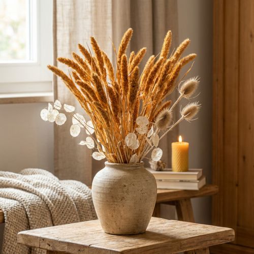 Gedroogde bloemen Setaria Pumila Orange, decoratieve graankorrels van borstelgierst 72 cm 200 g | Floristik24.nl