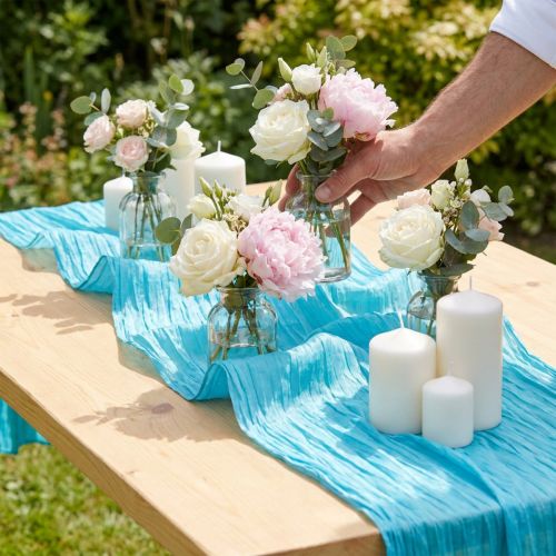 Tafellint Crash Turquoise 100mm 15m | Floristik24.nl