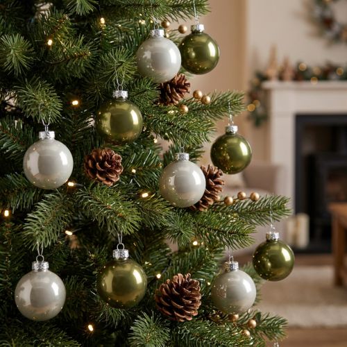 Kerstballen mini glas groen zilver 4 cm 24 stuks | Floristik24.nl
