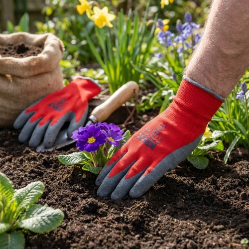 Kixx nylon tuinhandschoenen maat 10 rood, grijs | Floristik24.nl