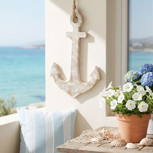 Decoratief anker hout wit geveegd houten anker om op te hangen 30,5cm | Floristik24.nl