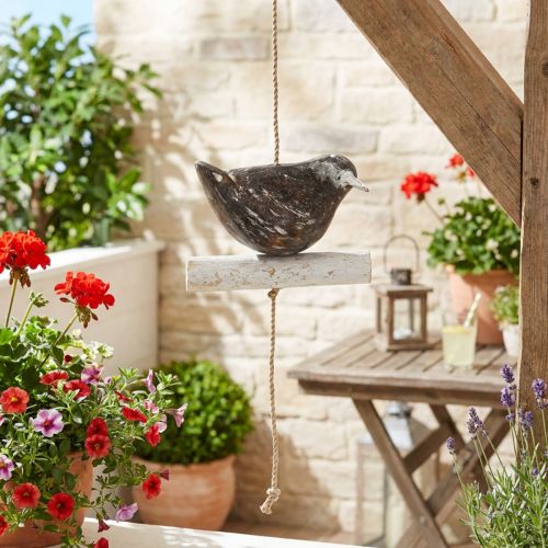 Artikel Hangdecoratie zomer houten vogel decoratie bruin natuurlijk wit 118cm