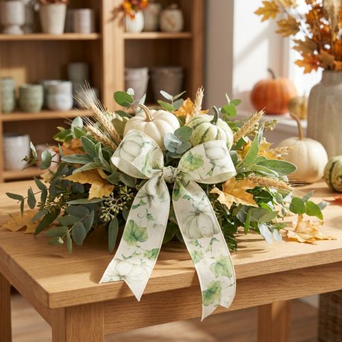 Cadeaulint pompoenlint herfstgroen 40mm 15m | Floristik24.nl
