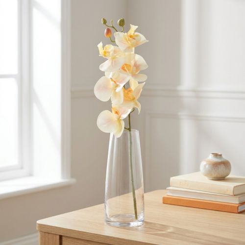 Artikel Kunst Orchidee Creme Oranje Phalaenopsis 78cm