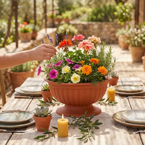 Kom met voet terracotta Ø30cm | Floristik24.nl