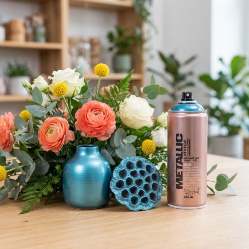 Verfspray effectspray metallic lak blauw Caribbean 400ml | Floristik24.nl