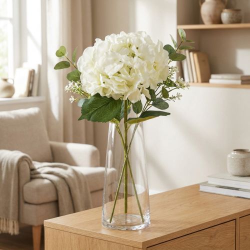 Kunsthortensia Gigant Decoratieve Bloem Wit Ø23cm L84cm | Floristik24.nl
