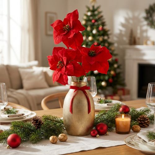 Prachtige kerstster - Poinsettia in rood - 46 cm 6st 2 bos | Floristik24.nl