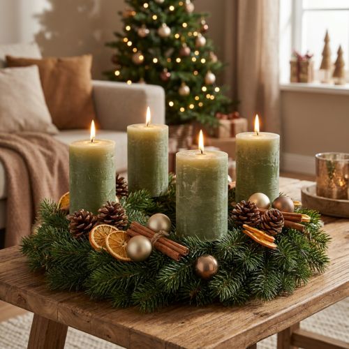 Olijfgroene pilaarkaarsen in effen kleur, 85x120mm, 2 stuks, voor adventskransen en tafeldecoraties | Floristik24.nl