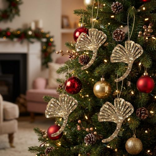 Deco hanger hout gingko deco gingko blad goud 5x6,5cm 12 stuks | Floristik24.nl