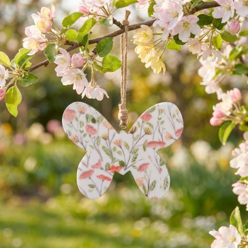 Deco vlinder houten deco hanger patroon 15x12x2cm | Floristik24.nl