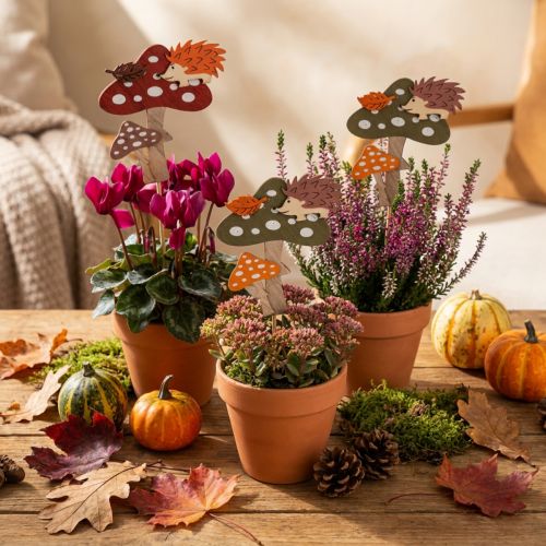 Bloemstokje Vliegenzwam Decoratie Egel Herfstdecoratie 8cm 12 Stuks | Floristik24.nl