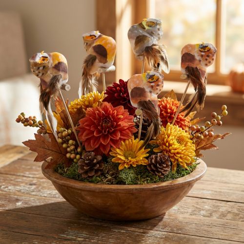 Artikel Sierplug uil, bloemendecoratie, uil met veren H5.5cm 6st