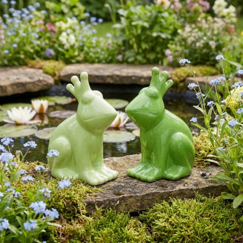 Decoratief kikker keramiek, kikkerprins paar zomerdecoratie 13×8×16cm 2st | Floristik24.nl