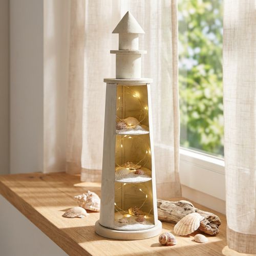 Vuurtoren Shabby Chic Crème Maritiem Deco Ø13cm H41.5cm | Floristik24.nl