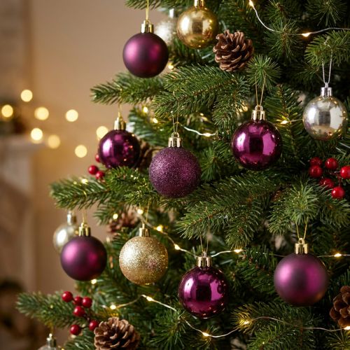 Mini kerstballen paars kunststof Ø3cm H3,5cm 14 st | Floristik24.nl
